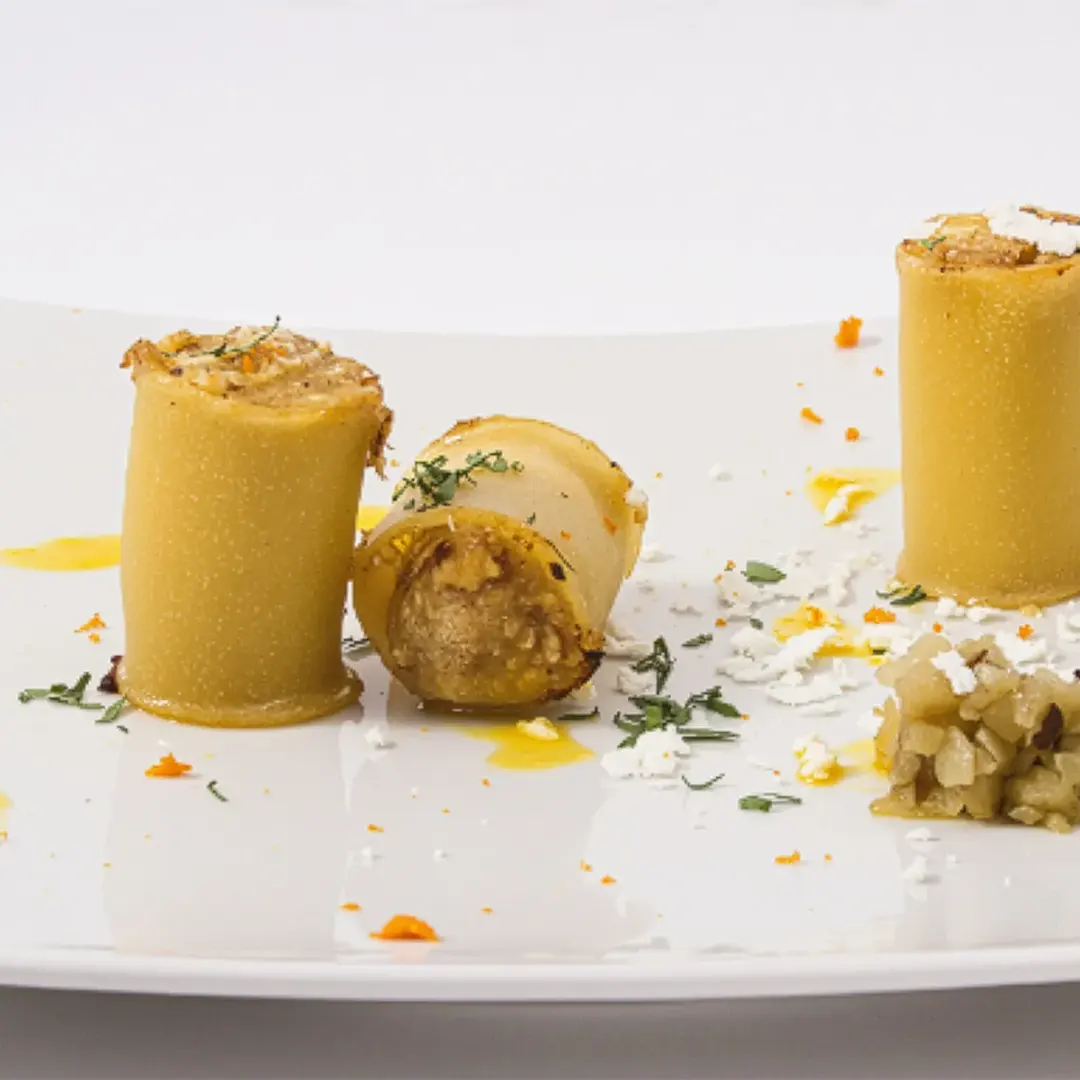 Ricetta Paccheri La Molisana con melanzane, scorze di agrumi e quartirolo lombardo