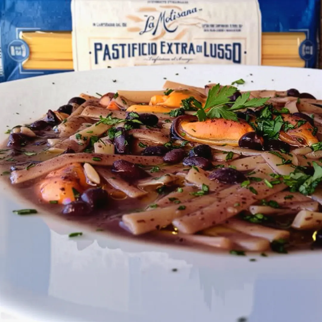 Ricetta Fettuccelle fagioli neri e cozze - La Molisana