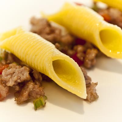 Ricetta Garganelli con macinato di tacchino e pancetta