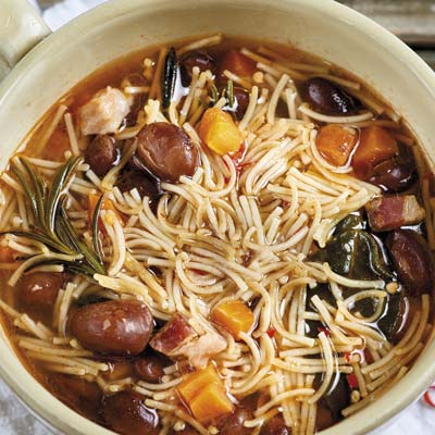 Ricette Capellini spezzati integrali con fagioli erbe aromatiche e pancetta - La Molisana