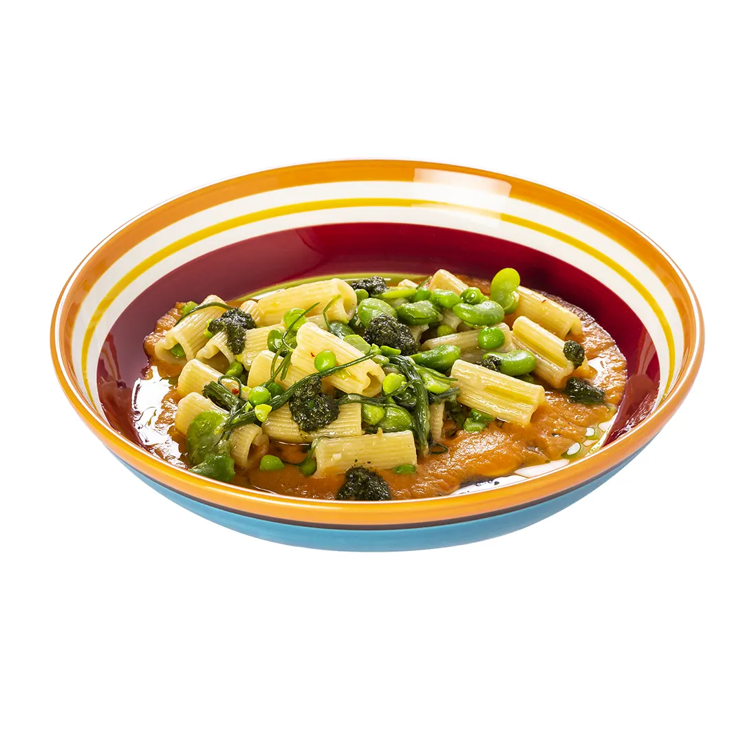 Rigacuore con agretti, piselli e fave - Pasta La Molisana