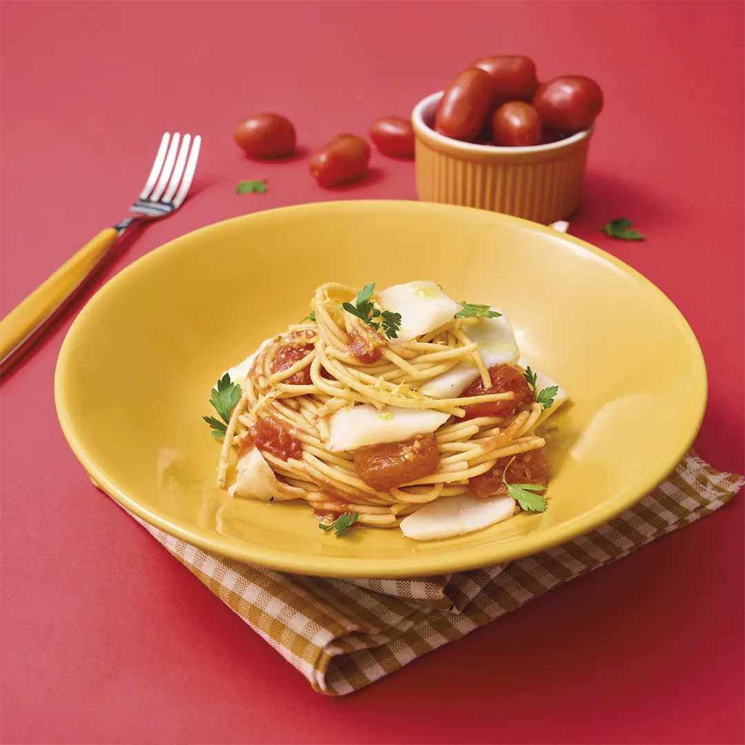 Spaghetti con pomodorini, baccalà e limone - La Molisana